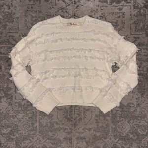 Lizard Thicket White Textured Crew Neck Sweater